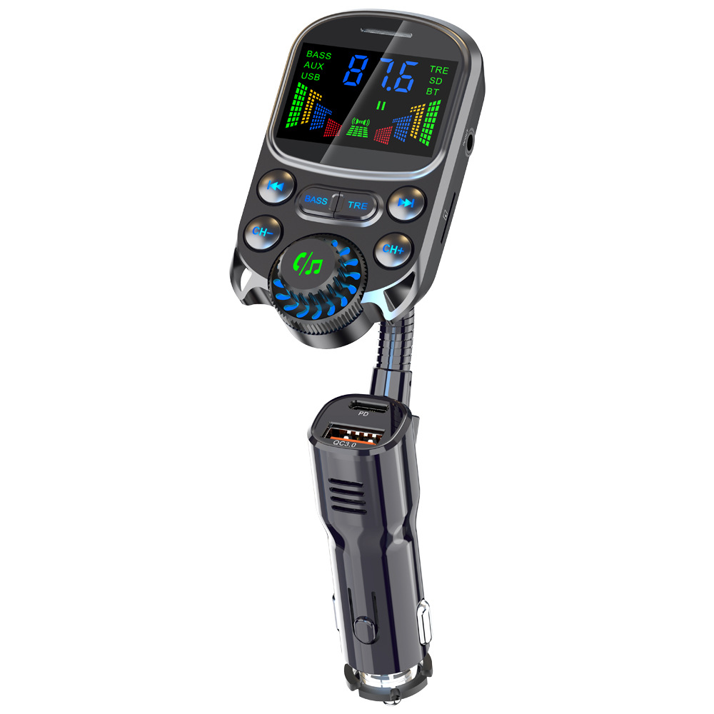 Car Bluetooth U disk lossless player with AUX HD spectrum display sound effect adjustment car charger fast charging