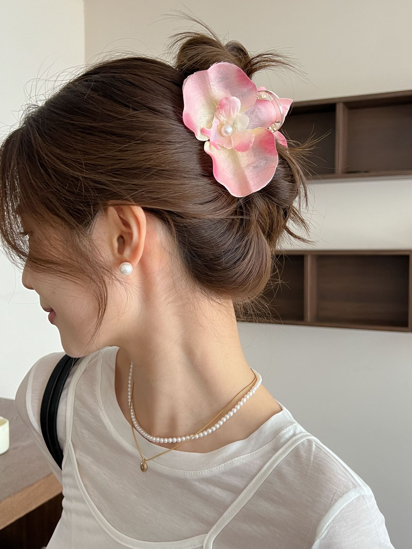 Sweet Phalaenopsis Ribbon Grab Clip Simulation Flower Hair Grab Side Clip Orchid Temperament Sense Super Fairy Head Jewelry_voghion.com