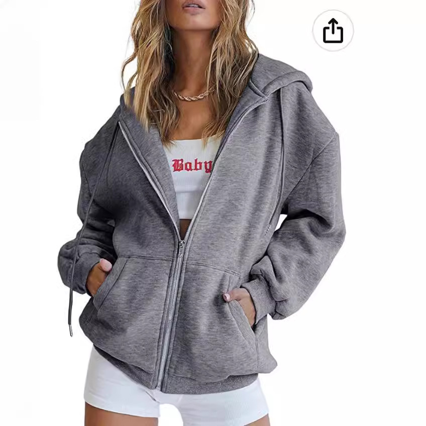 Men and Women Cute Hoodies Teen Girls Autumn Jacket Oversized Sweatshirtss Casual Drawstring Clothes Zipper