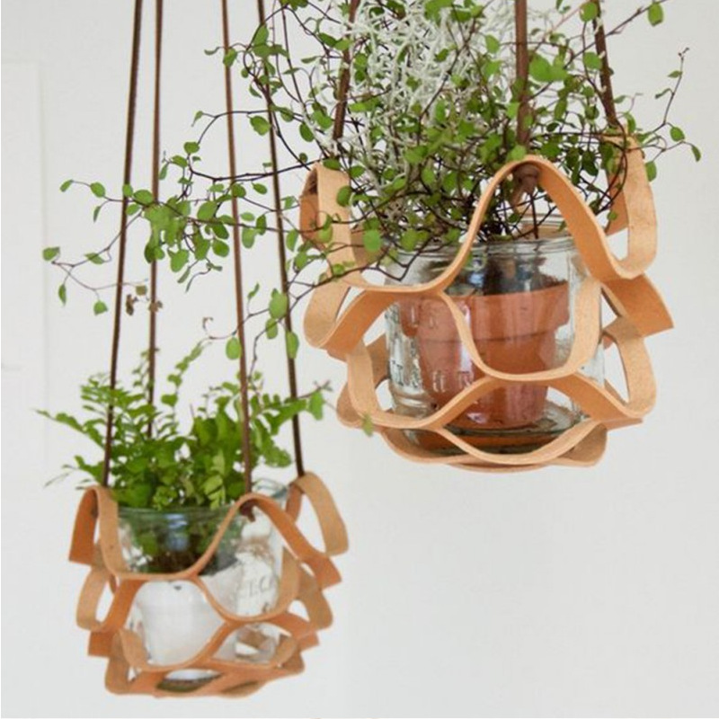 Water ripple hanging pot hanging basket succulent plant flower hanger indoor and outdoor potted plant leather decorative flower pot