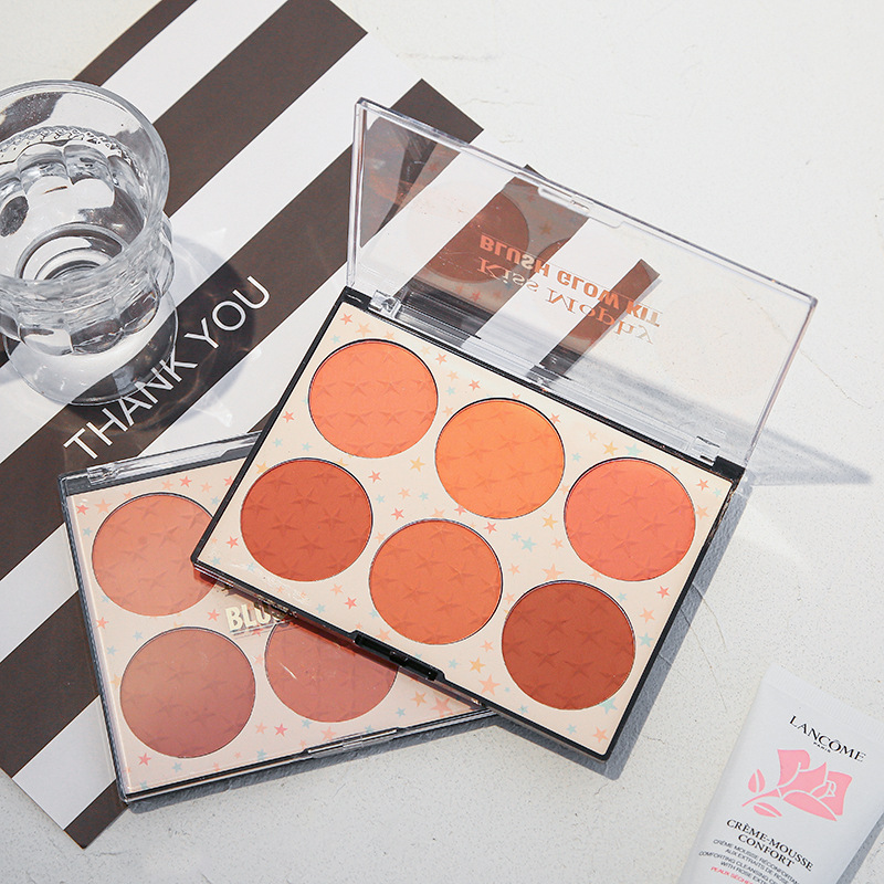 Six-color blush plate Matte Pearlescent natural sun red women's high-gloss repair one factory spot direct supply