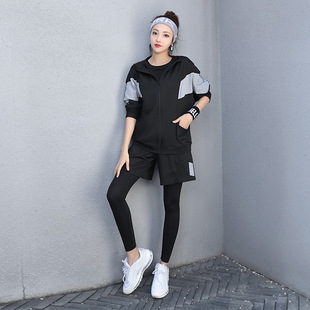 Spring New Yoga Clothing Women's Suit Large Size Five-piece Morning Runner Korean Gym Quick-drying Sports Suit for Women