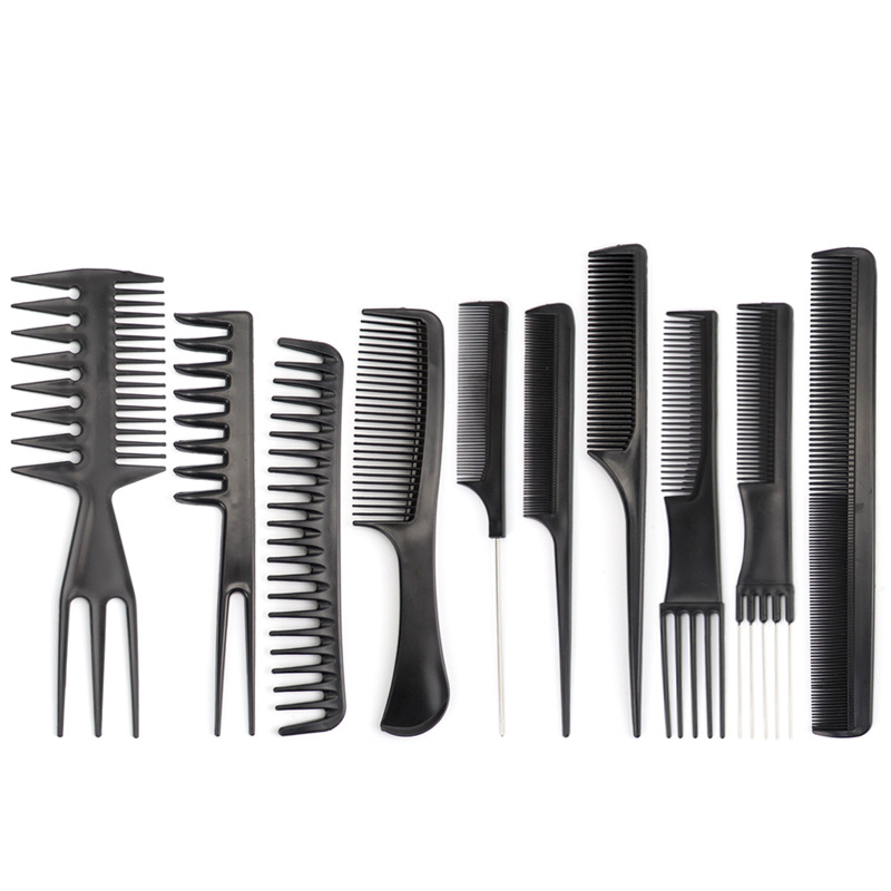 Cross-border hot sale 10-piece hair comb suit barber shop style comb makeup comb hair salon special factory direct batch