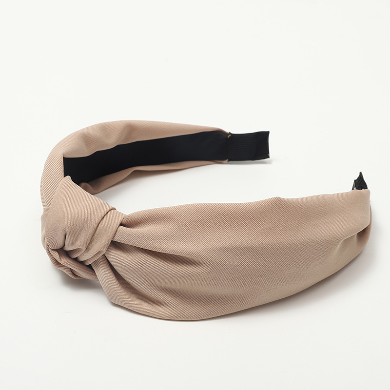 Korean version of new twill solid color hairband simple temperament wide-brimmed knotted women's pressure hairpin breathable headband cross-border wholesale