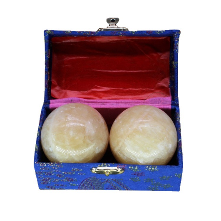 Natural marble fitness handball brocade box for middle-aged and elderly hand-turned massage health sports gifts spot quick hair