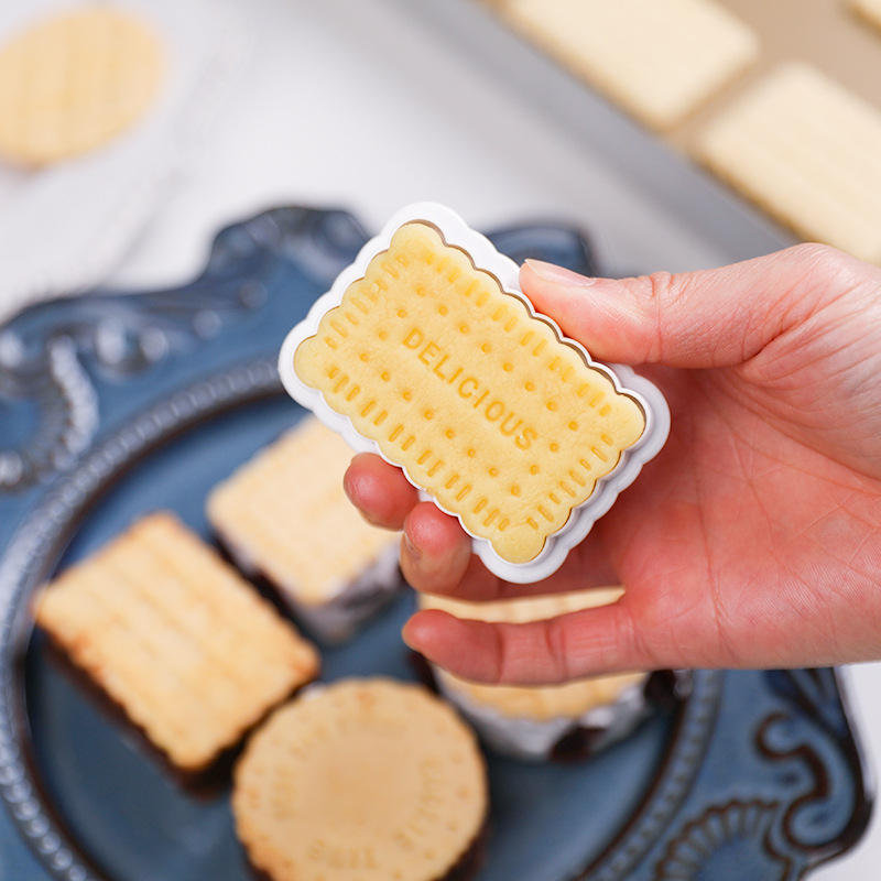 Waffle Biscuit Cut Press Mold Four-piece Set Press Stamp Home Handmade Baking Pattern Biscuit Plaid Biscuit