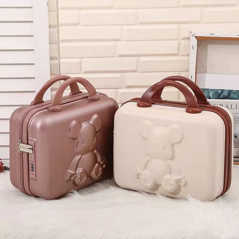 New Suitcase Cosmetic Case Luggage Case 14 Inch Mini Violence Bear Lightweight Travel Storage Box Security Code Lock