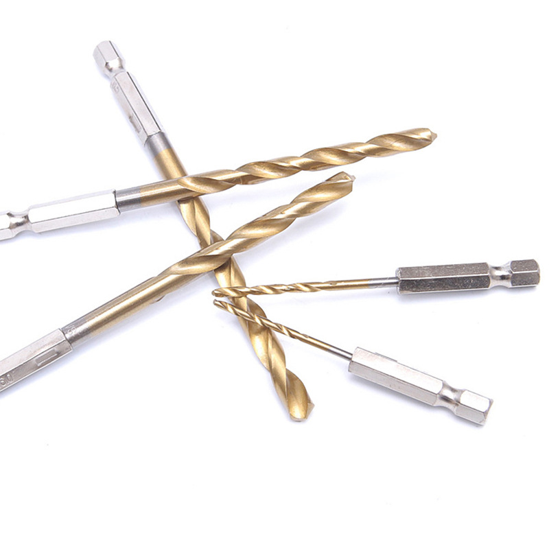 Hex shank twist drill high speed steel titanium plated 1.5-6.5mm electric drill drilling tool 13PCs twist drill set