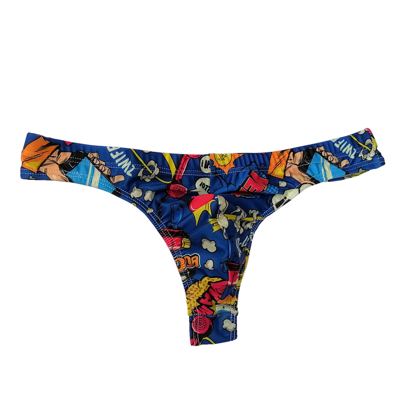 2022 Foreign Trade New Men's Shorts Sexy T-Trousers Low Waist Pop Printed Thongs Tether Swimming Trunks for Men Quick-drying