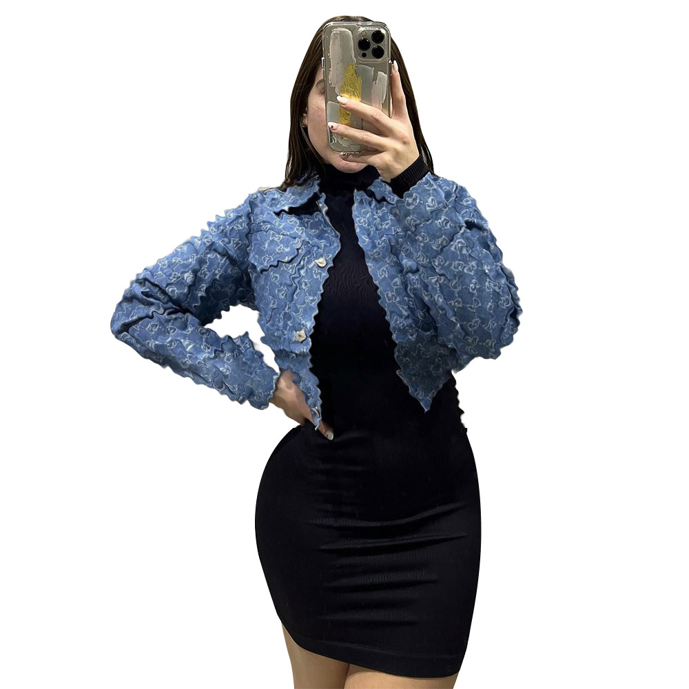 Y71511 European and American women's cross-border new washed Denim coat jacket 2 color in stock S-3XL size 6