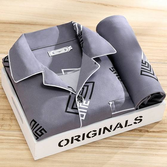 100 High-end Pajamas Men's Long-sleeved Spring and Autumn 2023 New Men's Casual Middle-aged Youth Summer Home Suit