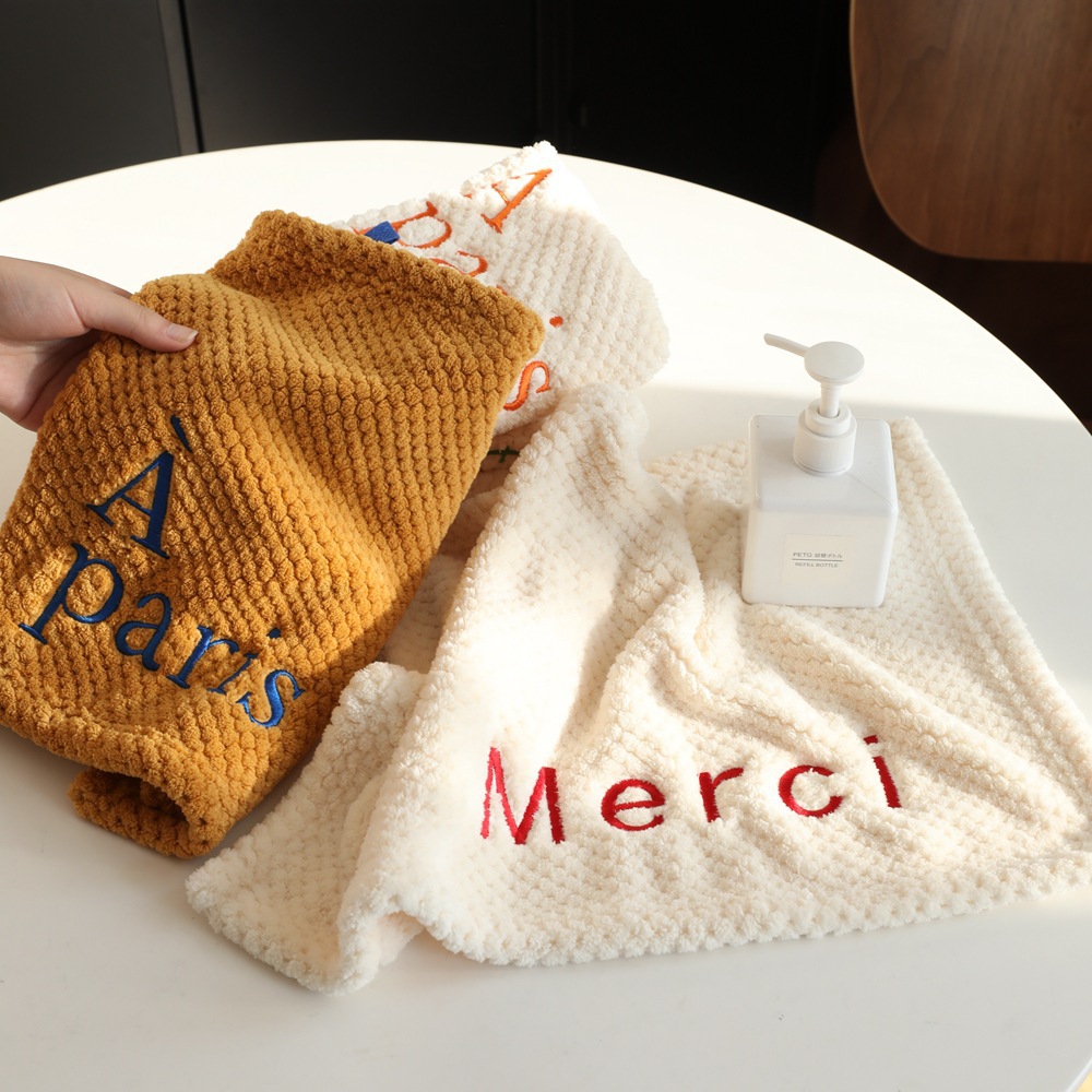 Hanging letter embroidered hand towel, soft absorbent hand towel, kitchen bathroom hand towel, hand towel for delivery