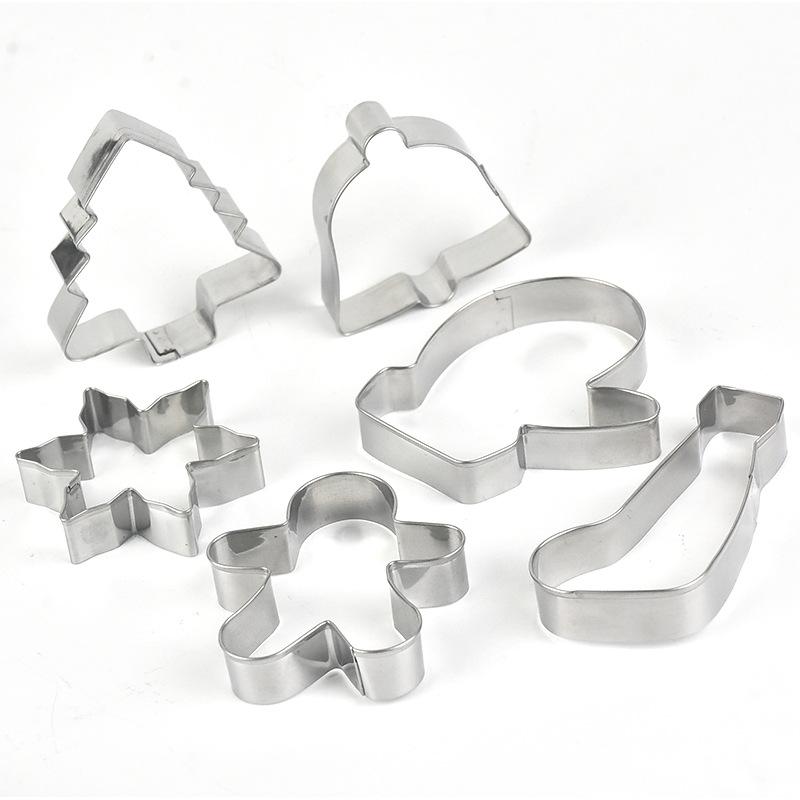 Christmas Cookie Mold Stainless Steel Mold Gingerbread Man Christmas Tree Set 6pc Fruit Cut Mold Cake Baking