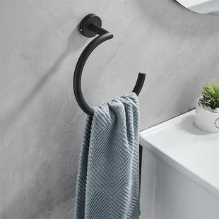 Black Towel Ring Nordic Round Stainless Steel Towel Hanging Ring Towel Hanger Ring Wall Mounted Towel Ring