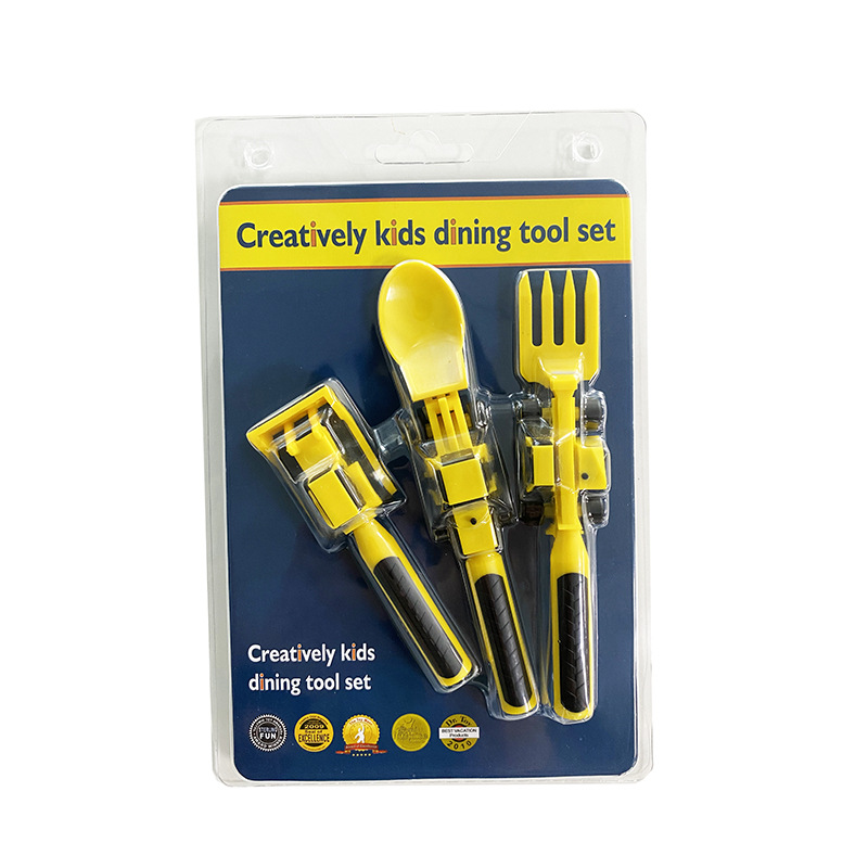 Dinneractive children's car tableware bulldozer excavator shovel 3-piece knife and fork children's tableware