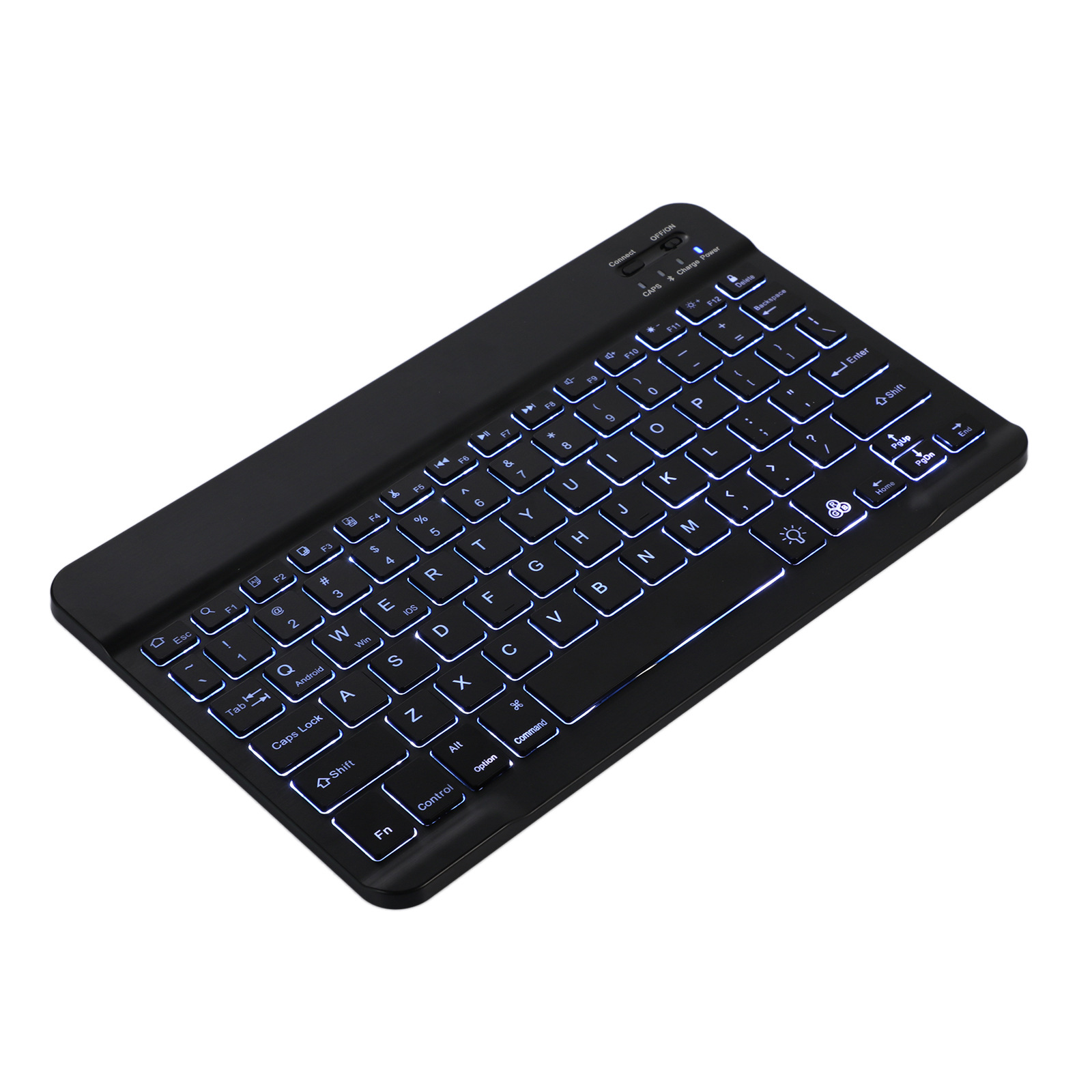 10 inch colorful lights Bluetooth keyboard Black