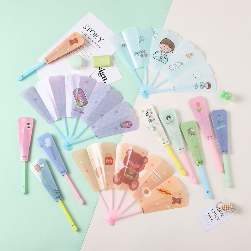 Summer Cute Cartoon Small Fan Children's Student Folding Fan Portable Chinese Style Mini Plastic Folding Fan