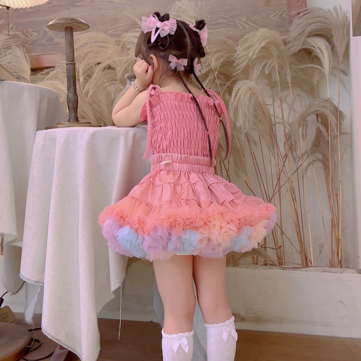 Tug skirt factory brand TUTU skirt children's clothing genuine goods convex skirt Lori drop skirt with enlarged puff skirt rainbow skirt