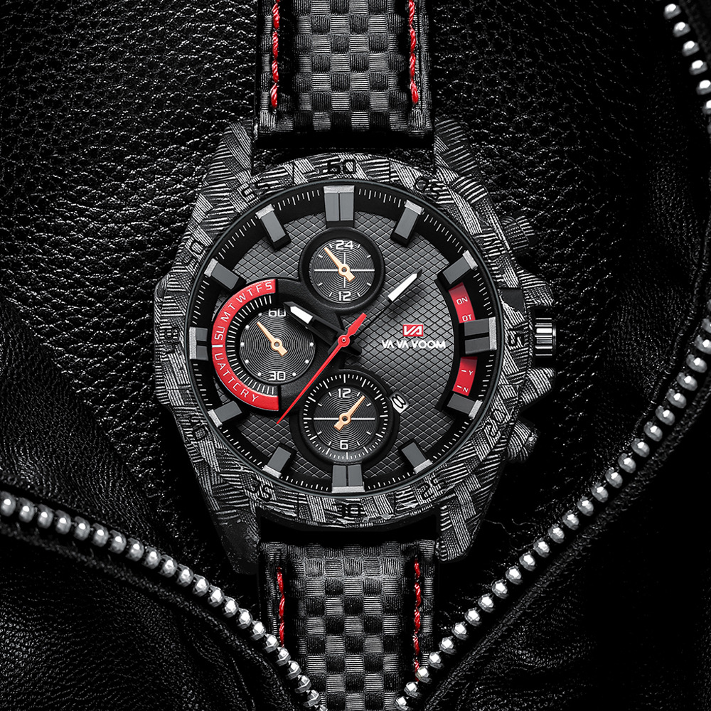 VA VA VOOM碳纖維元素表殼wristwatches男士防水時尚戶外運動手錶
