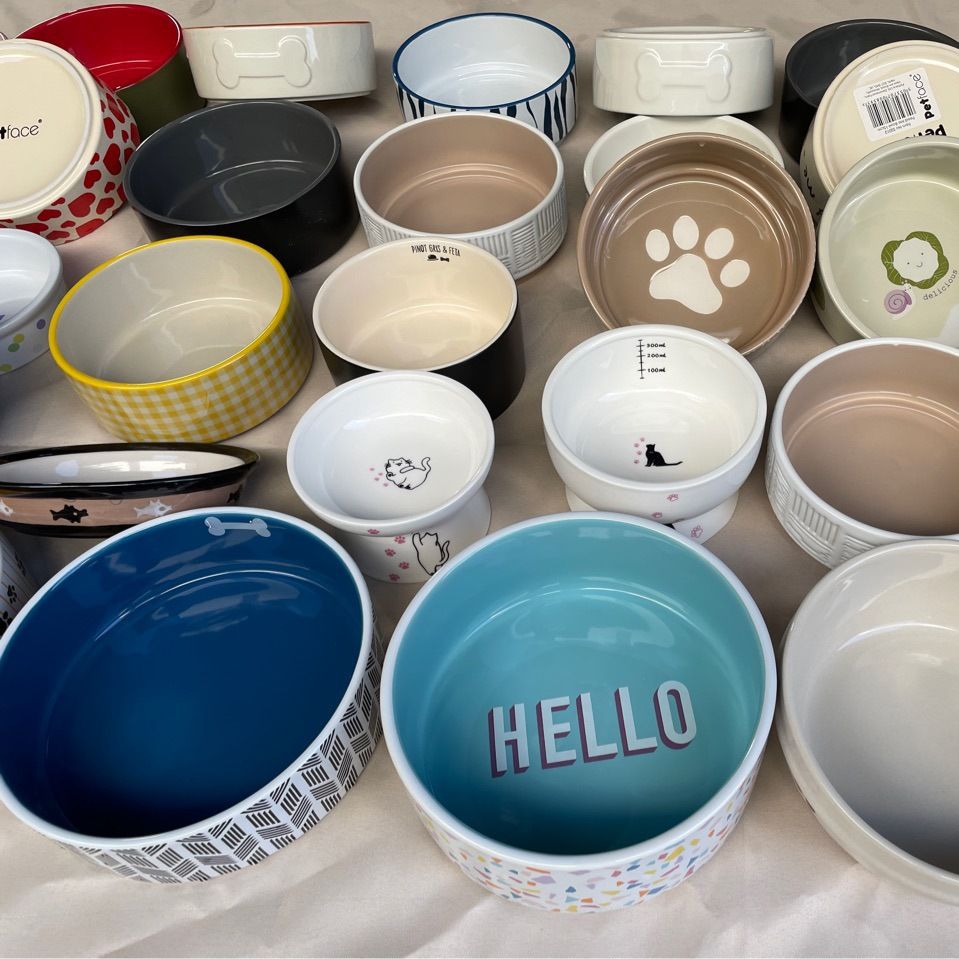 Pet Ceramic Bowl Double Bowl Cat Bowl Ceramic Dog Bowl Dog Bowl Slightly Flaw Pet Drinking Bowl Black Cat Bowl Dog Bowl