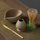 Stoneware reef yellow matcha bowl thin mouth 4-piece set