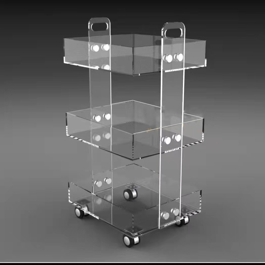 Acrylic Transparent Removable Cart Storage Rack Multi-Layer Simple Storage Rack Living Room Sofa Side Table Storage Cabinet