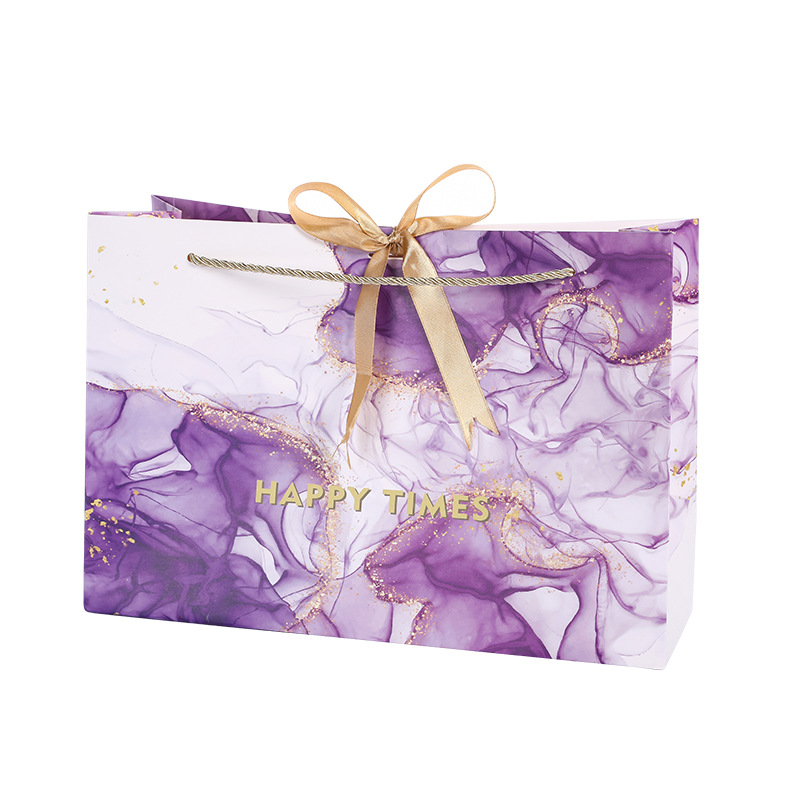 Creative purple gift bag with ribbon portable paper bag exquisite high-end candy bag small fresh clothing shopping bag