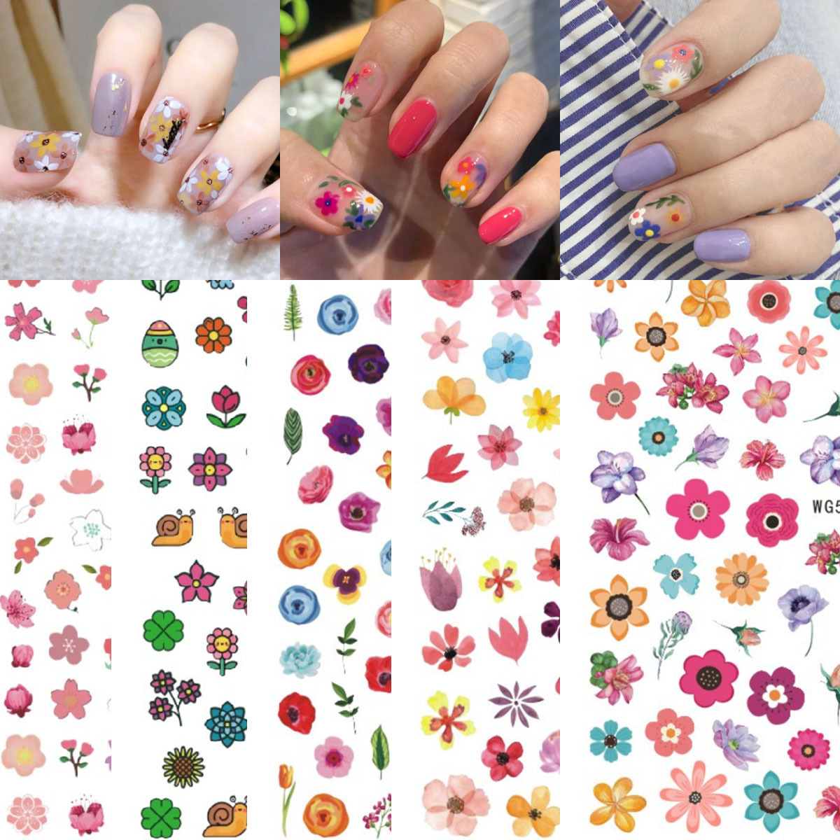 Spring Flowers and Nail Stickers Cross-border E-commerce Nail Flowers Spring Flowers and Nail Stickers WG563-580