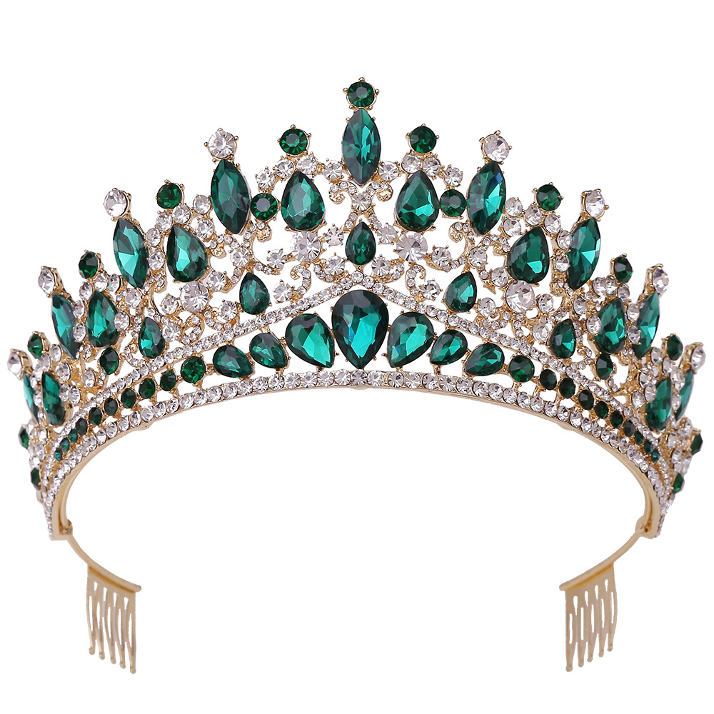 H1345 New European and American Baroque Fashion Big Crown Headdress Bride's Birthday Hair Comb with Rhinestones Wedding Accessories