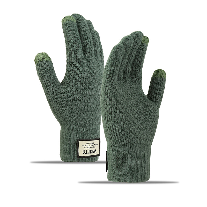Amazon knitted gloves Korean warm winter plus velvet padded men's cycling windproof gloves wholesale