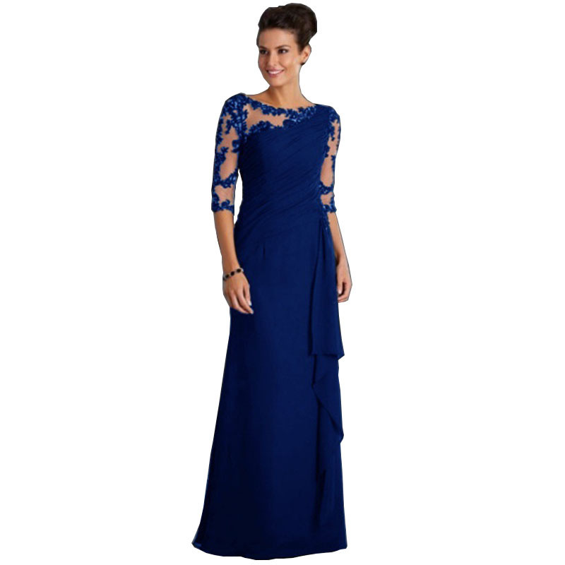 G102 European and American women's foreign trade long lace perspective round neck sleeve dress dress cross-border for new