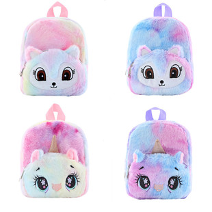 Spot Cute Cartoon Plush Backpack Unicorn Fox Plush Bag Girl Casual Backpack Plush Backpack