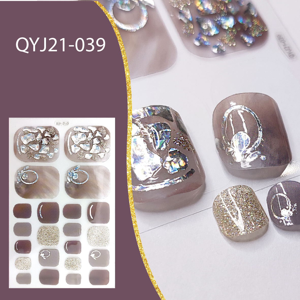 2023 cross-border summer Europe and the United States ins Wind foot nail stickers waterproof 3D nail polish film toenail stickers full paste
