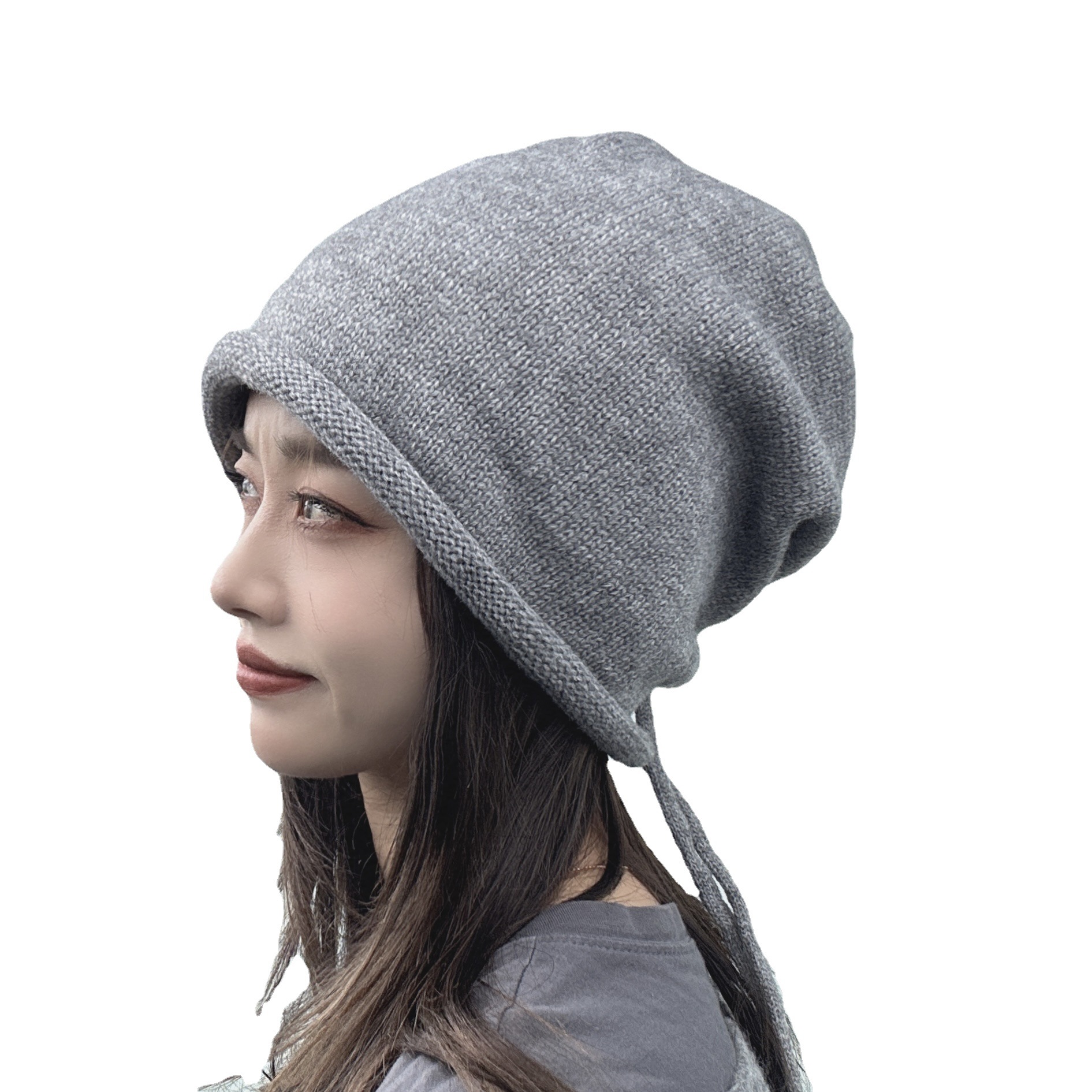 New Japanese Style Warm Curl Drawstring Big Head Wool Hat Men's Heap Hat Men's Universal Baotou Hat