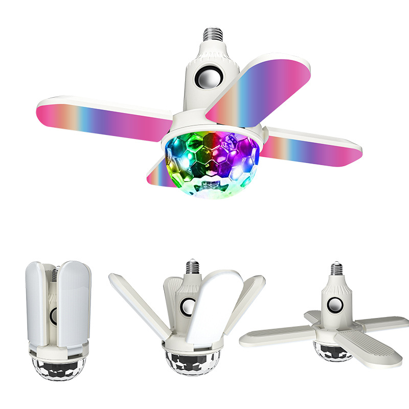 Magic Color Bluetooth leaf light magic ball four-leaf indoor white light plus colorful led stage Wireless Bluetooth headlamp