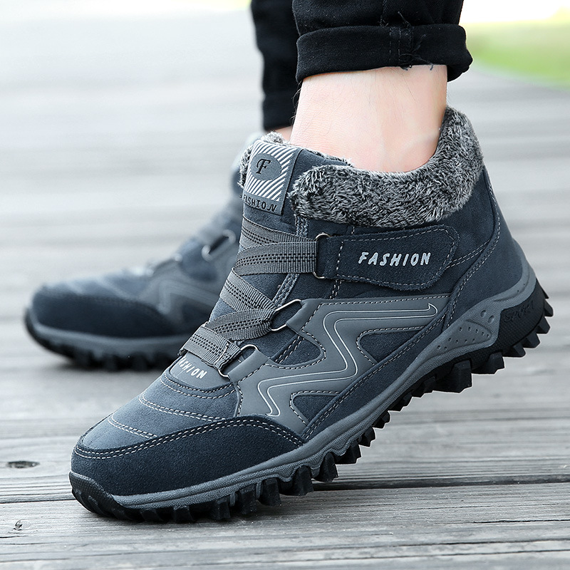 2022 plus size height increasing couple snow boots winter fleece-lined warm men's and women's outdoor cotton-padded shoes mid-top sports cotton-padded shoes