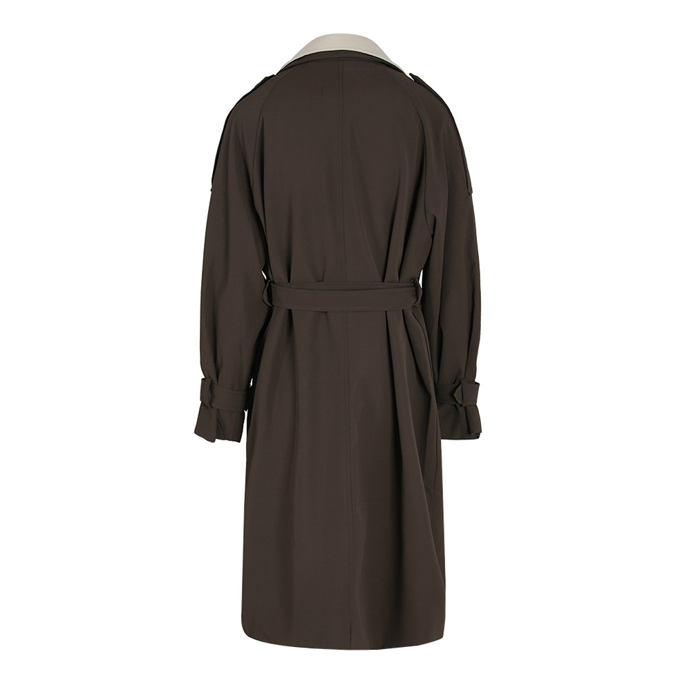 In stock new color matching contrast color profile windbreaker women's trendy Korean style niche design loose mid-length coat_voghion.com
