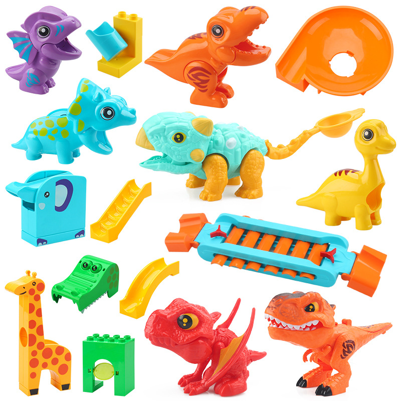 Yidong Compatible with Pele Large Particle Building Blocks Slide Ball Building Blocks Elephant Giraffe Crocodile Head Rainbow Ring Accessories