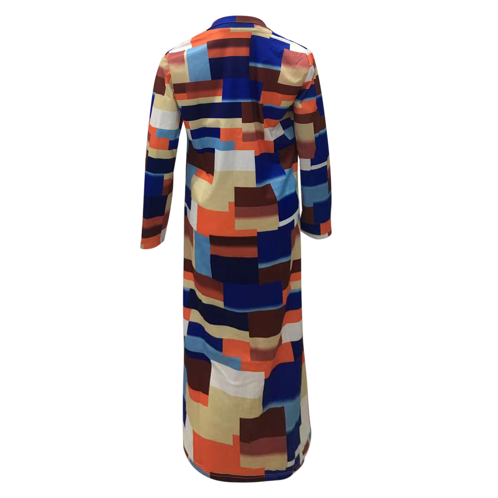 Autumn and winter New trench coat cross-border European and American plus size plaid printed double-breasted lapel coat coat women's coat_voghion.com