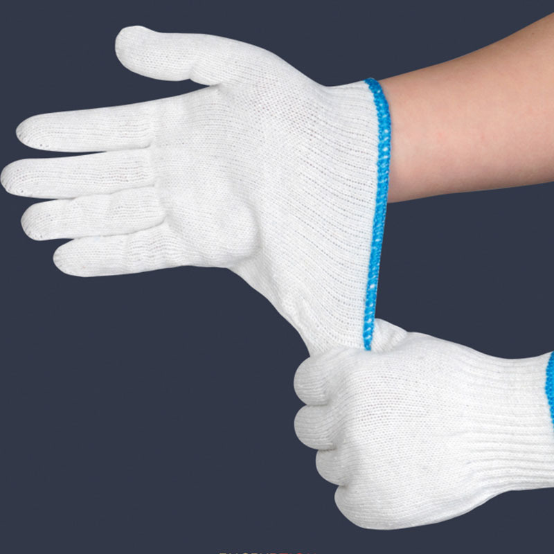 Factory wear-resistant labor protection white cotton nylon gloves construction site work workshop auto repair factory repair car thick labor protection gloves