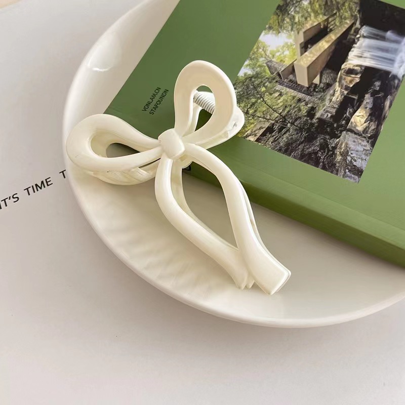 South Korea New elegant transparent small fresh jelly texture acrylic hairpin lady style bow plate hair grip_voghion.com