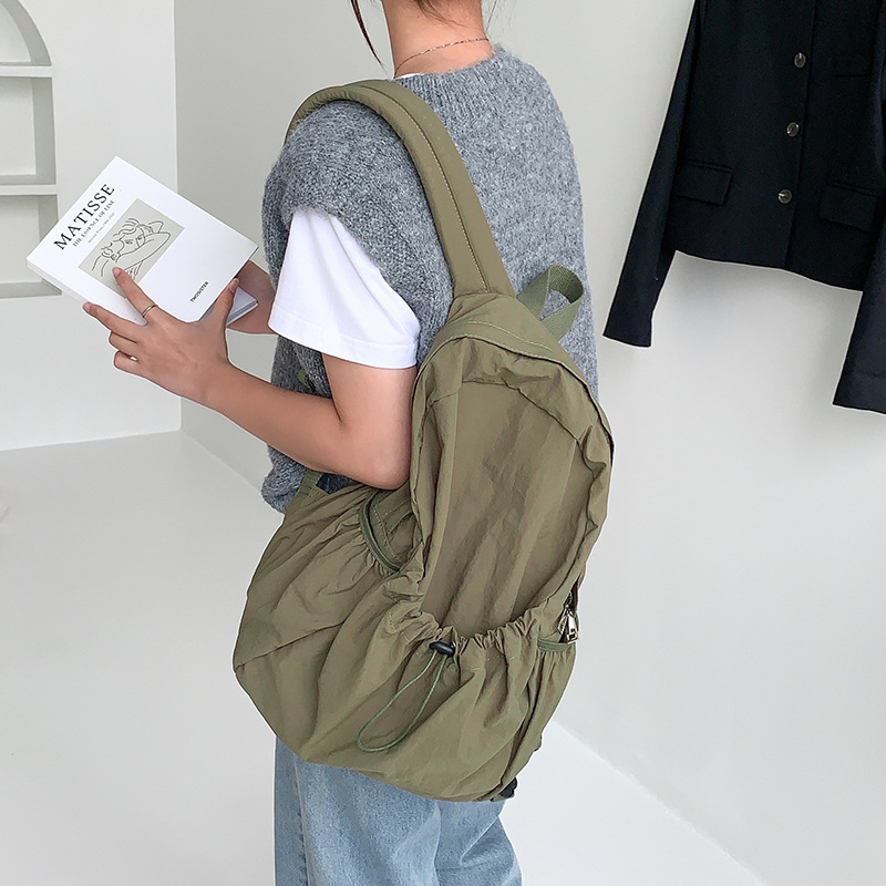 Korean Style Large Capacity Nylon Rucksack Girls ins Lightweight Casual Commuter Backpack Harajuku Style Simple Schoolbag