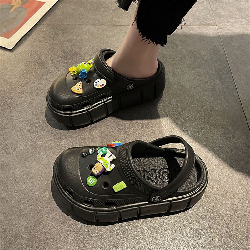 Women's hole shoes summer outdoor wear new closed toe cartoon popular heightened thick bottom non-slip Bass Light year diy sandals for women