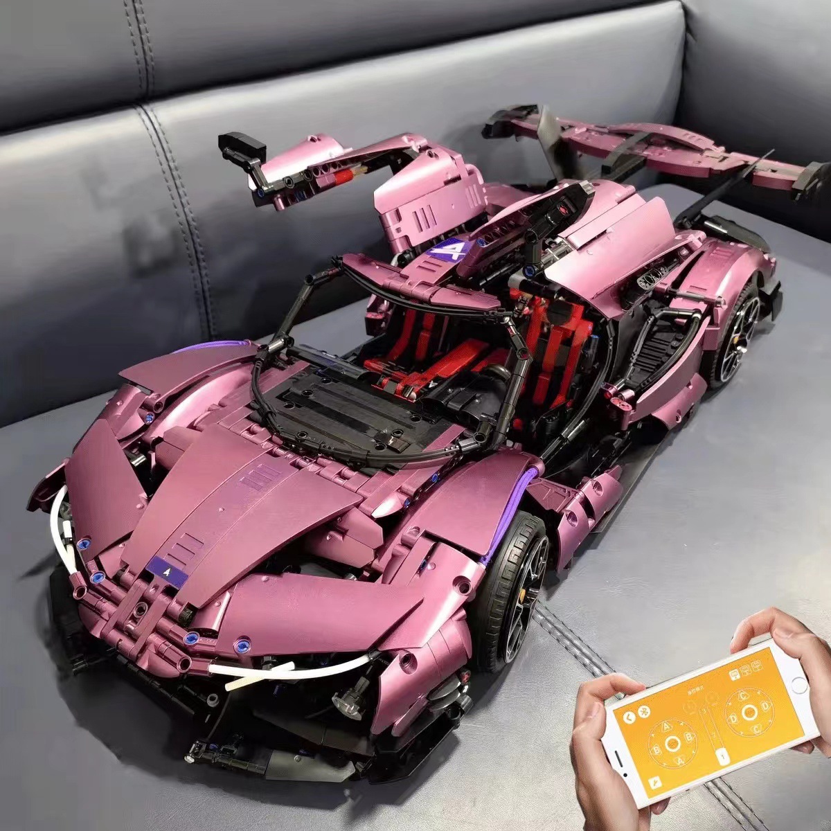 Compatible with Lego Plating Purple Apollo Sun God Drift Sports Car Model High Difficulty Assembled Building Blocks Toys Wholesale
