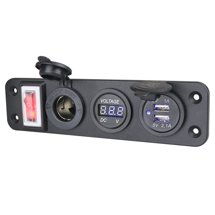車載パネルスイッチ付き充電器母座自動車ダブルusb携帯電話充電台船用usb充電コンセント|undefined