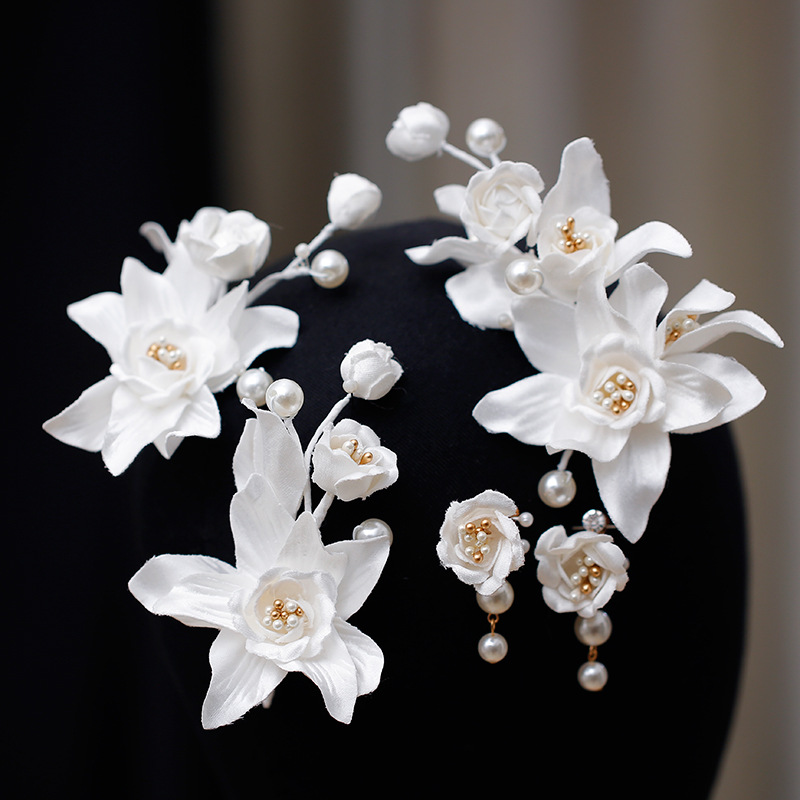 Copricapo da sposa coreano Mori nuovo super fata versatile squisito bocciolo di fiore forcina abito da sposa accessori abito da sposa_voghion.com