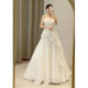 Light Wedding Dress 2024 New Bride Tube-length Simple Out-door Yarn Slimming Main Yarn Travel Shot Welcome Yarn Small Tail to the Floor
