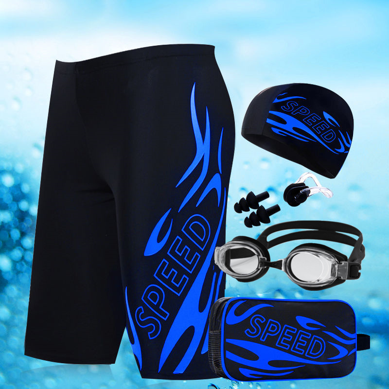 Fashion new men's colorful printed pattern swimming trunks slim fit plus size five points swimming series equipment package wholesale