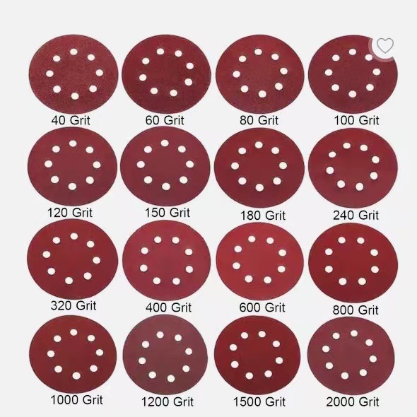 Cross-border explosives 5 inch 8 hole sandpaper back velvet matte paper red sand 125mm alumina Amazon combination suit