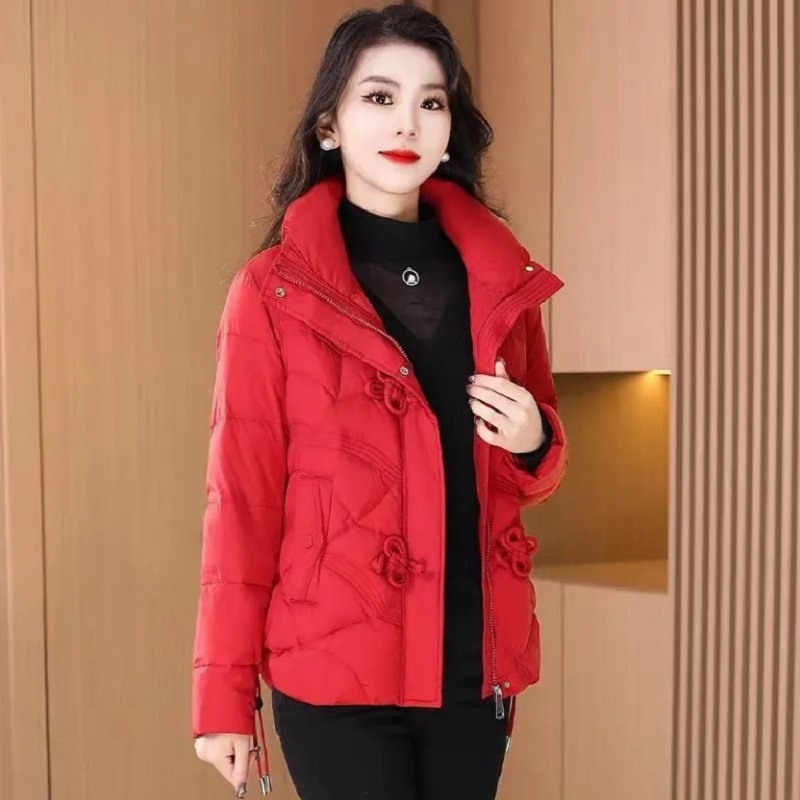 Short Down Cotton-padded Jacket Women's Winter 2024 New Arrival Fashionable Buckle Chinese Style Cotton-padded Jacket Loose Thickened Warm Jacket